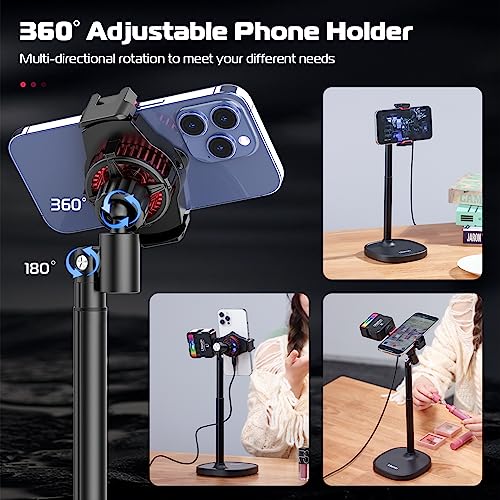 ULANZI SK-06 Cell Phone Stand with Phone Cooler, Desktop Phone Live Streaming Solution with Phone Cooling Fan, Height Adjustable Phone Cooler Stand Compatible with All Mobile Phones, iPhone & Android - color: SK06