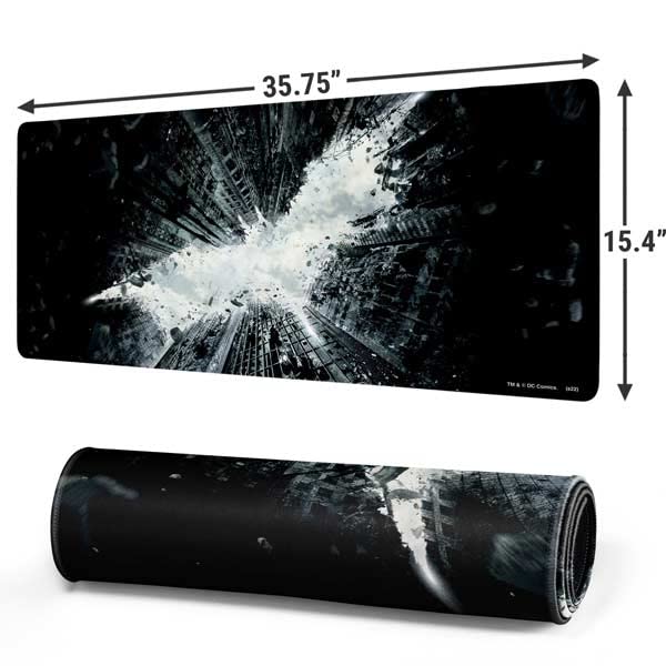 Skinit Extra Large Gaming Mouse Pad - Officially Licensed Batman Dark Knight Rises Design with Stitched Edges, Waterproof, Non-Slip Rubber Base, Desk Mat for Keyboard & Mouse, 35.75" x 15.4" inches - color: Black - BATMNX07, size: 35.75" x 15.4"