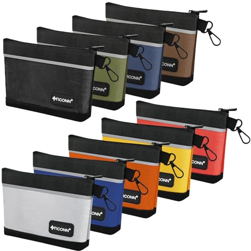 TICONN Tool Pouches with Zipper, 1680D Oxford Small Tool Bags, Waterproof Utility Bag Zipper Pouch for Tool Organizers and Storage (9 Pack Small) - size: Colored, 9 Pack Small