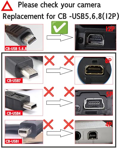 5Ft USB Cable for Olympus Camera,Compatible with Olympus Tough TG-310, TG-320, TG-610, TG-810, TG-820, TG-835, TG-850, TG-860,TG-870 Camera，Replacement for CB-USB5 CB-USB6 USB8