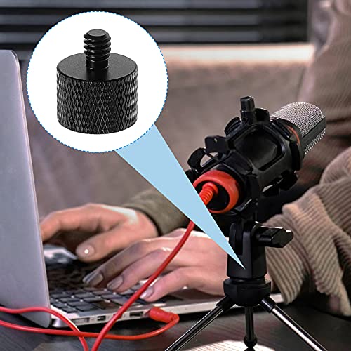 Frienda 4 Pieces Mic Stand Adapter 5/8 Female to 1/4 Male for Camera Mount Tripod Thread Conversion Connector Screw Adapter for Microphone Stand Mount(Black) - color: Black