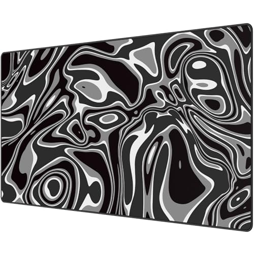 Rinaze Large Gaming Mouse Pad with Superior Micro-Weave Cloth, Extended Desk Mousepad with Stitched Edges, Anti-Slip Keyboard Pad for Computer, Home and Gaming - color: Silver