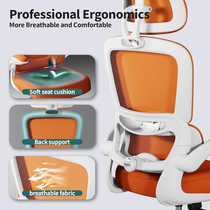 TRALT Office Chair Ergonomic Desk Chair, 330 LBS Home Mesh Office Desk Chairs with Wheels, Comfortable Gaming Chairs (1, Burnt Orange) - color: Burnt Orange