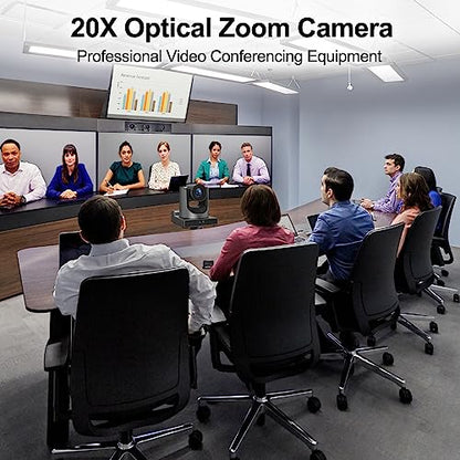 SMTAV NDI Streaming Camera 20X Optical + 16X Digital Zoom, High-Speed PTZ, 3G-SDI + HDMI Output, NDI Supported Video Conference Camera -