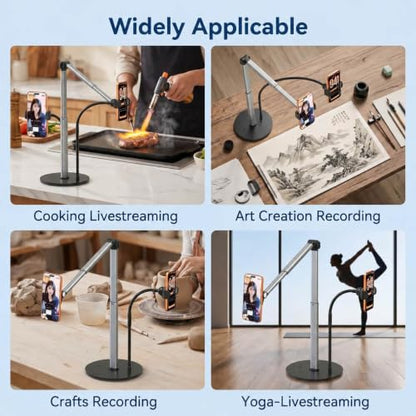 Heavy Duty Aluminum Overhead Phone Stand for Recording, Adjustable iPhone Tripod for Overhead Shots, Sturdy Stand for Cooking, Filming, Painting, with Extension Rods & Clip – Perfect for Creators(Mix) - style: Mix
