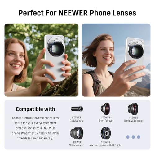 NEEWER 15 Ultra Lens Backplate, Aluminum Alloy 17mm Thread Phone Lens Adapter Holder for Main & Telephoto Cameras, Compatible with Xiaomi 15 Ultra Original Phone Case, PA111 (Silver) - style: Backplate for 15 Ultra/Silver