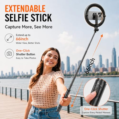Ring Light with Stand and Wireless Microphone, 10" Magnetic Selfie Light 5000mAh Rechargeable 3000K-6500K, 71" Tripod with Extra Phone Holder, All-in-One Content Creator Kit for Live Stream Vlog