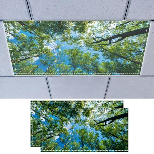 Nuxovilar 2 pack Light Covers Forest Canopy Sky Design Polyester 4x2 Feet Office Light Covers Decor for Home Office Lounge - color: LU04025-2pcs