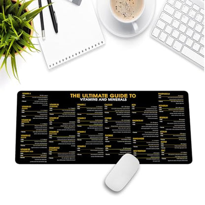Vitamin Cheatsheet Mouse Pad, Health & Nutrition Desk Mat, Perfect for Dietitians & Fitness Trainers Healthy Living & Wellness, Essential Computer Accessories for Study, and Reference Purposes KMH - color: Vitamin