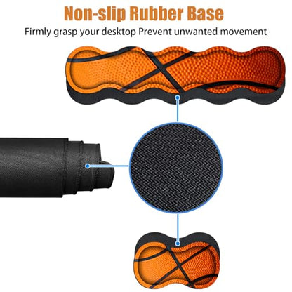 4 in 1 Ergonomic Keyboard Wrist Rest & Mouse Pad Wrist Rest Set, Large XXL Gaming Desk Mat 31.5"x 11.8" with Non-Slip Base, Memory Foam for Home Office Study Gaming, Basketball Surface - color: Basketball Surface