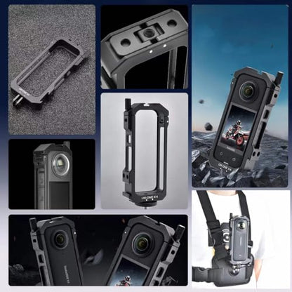 Insta 360 X4 Aluminum Frame Cage Case Bag Glass Lens Guard Set Screen Protector for Insta360 X4 X 4 Accessories Kit Anti-Scratch Metal Housing Shell Tempered Glass Protective Film Cover