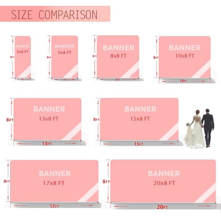 (Double-Sided Print) Tension Fabric Backdrop Trade Show Fabric Banner | 15x8 FT Custom Tension Fabric Display Large Trade Show Backdrop Display Booth Exhibit Standing Banner with Aluminum Frame - size: 15 x 8 FT