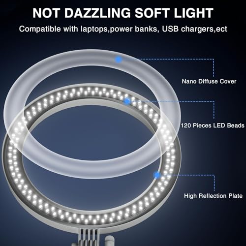 Desk Ring Light with Stand for Computer, Zoom Lighting for Computer, 30 Light Modes for Video Conference, Video Calls, Home Office, Desk Lighting for Video Recording, Podcast, Webcam, Stream