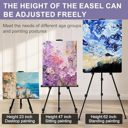 AROIC Art Painting Artist Easel Stand, Painting Display Easel Stand,Portable Adjustable Iron Tripod Display Stand with Bag, Height from 20 to 66 in for Table-Top/Floor Drawing and Displaying(12 Pack) - style: 12P