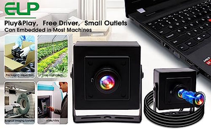 ELP Mini Aluminum Black Case USB Security Camera with 170degree Wide Angle Fisheye Lens USB2.0 Lightburn Camera for Home Security and Machine Vision System,9.9ft/3m Cable for PC, Laptop, Jetson Nano - color: 170 Degree Lens Mini, style: USB Camera