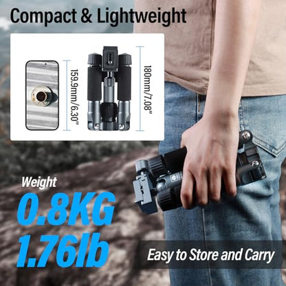 SIRUI Compact Mini Desktop Tripod, 20" Aluminum Portable Small Tabletop Tripod Stand with 360° Ball Head for DSLR, Camera, Phone, Loaded up to 17.64lbs, Phone Holder Included, AM-TT50 - style: AM-TT50