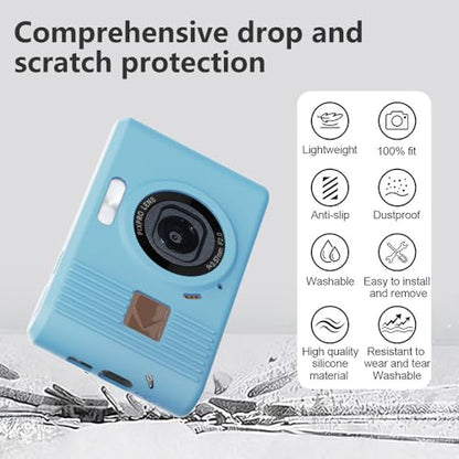 Case for Kodak PIXPRO C1 accessories,Soft Silicone Protective Case,Comes with 2 Screen Protectors and 1 Wrist Strap - Light blue - color: Light blue