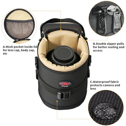 Camera Lens Case, Lens Pouch DSLR Camera Lens Bag Fits for Canon Nikon Pentax Sony Olympus Panasonic and Other Camera Lens - size: BL-0015