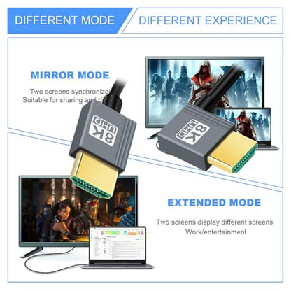 Cable HDMI 2.1 Male to HDMI Male 8K 60hz Stretch Coiled Cable Left Angled 90 Degree for HDTV Computer Laptop Monitor - style: HDMI Left Angled