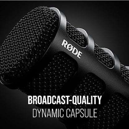 RØDE PodMic USB Versatile Dynamic Broadcast Microphone With XLR and USB Connectivity for Podcasting, Streaming, Gaming, Music-Making and Content Creation (Black) - color: PodMic USB Black
