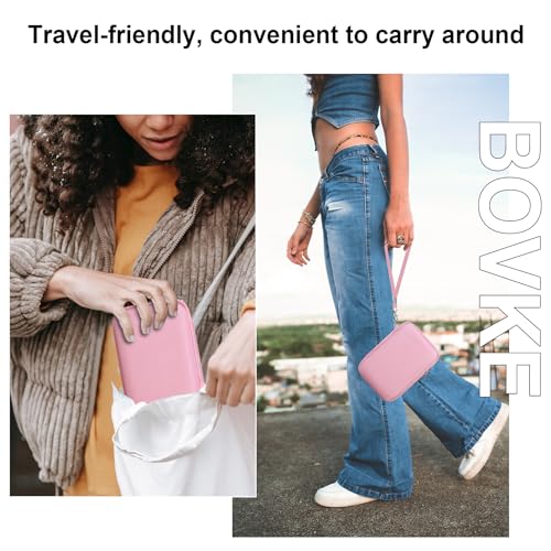 BOVKE Carrying Case for Fujifilm X100VI / X100V / X-E5 Digital Camera, Extra Mesh Pocket for Fuji Camera Accessories Charging Cables, Pink - color: Pink