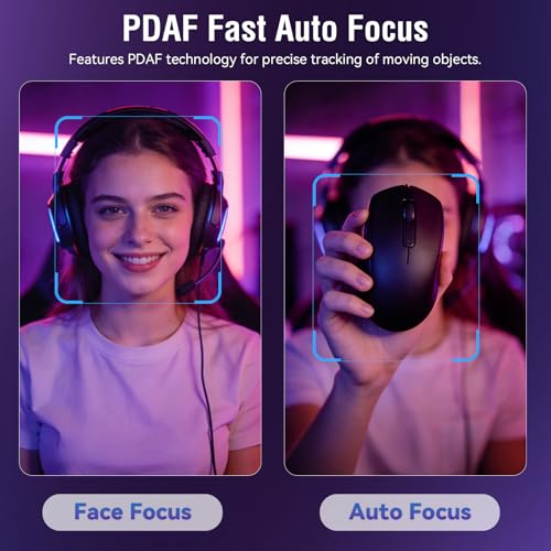 4K Webcam with Microphone for PC Laptop 1080P@60fps Web Cam with Privacy Cover for Streaming with PDAF 8X Digital Zoom for Desktop Camera for Mac Windows USB Web Cam for Teams/Twitch/Zoom/Meeting
