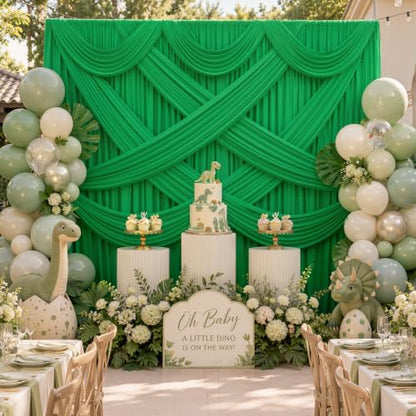 10ftx12ft Wrinkle Free Green Backdrop Curtain Photo Backdrop Drapes | 2 Panels 5×12ft Height Green Silky Polyester Fabric Back Drop Cloth for Wedding Party Birthday Photography Background Drape - color: Green, size: (W)5ft x (H)12ft (2 Panel)