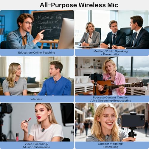 ZealSound Mini Wireless Lavalier Microphone for iPhone iPad Android, Dual Channel Wireless Mics with Noise Cancellation, Mute & Volume Control, 33H Battery Case, USB-C & Lightning Plug & Play, Black - color: Black