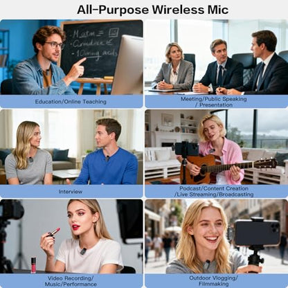 ZealSound Mini Wireless Lavalier Microphone for iPhone iPad Android, Dual Channel Wireless Mics with Noise Cancellation, Mute & Volume Control, 33H Battery Case, USB-C & Lightning Plug & Play, Black - color: Black