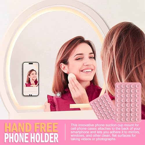 Double Sided Silicone Suction Phone Holder Mount, Silicon Accessory for iPhone and Android, Hands-Free Mirror Shower Phone Holder, TikTok Videos and Selfies (Light Blue+Sand Pink) - color: Light Blue+Sand Pink