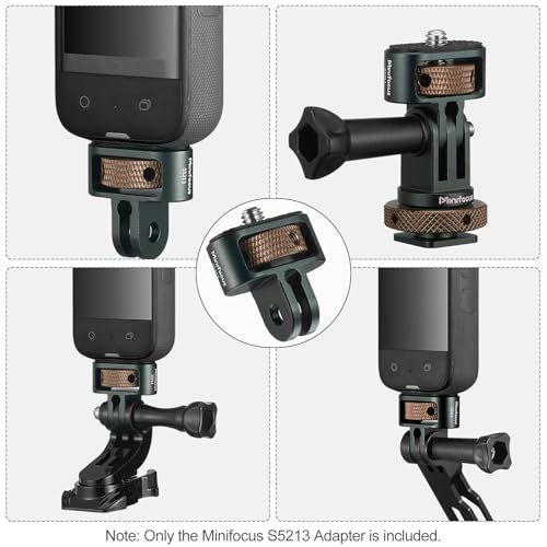 MINIFOCUS 1/4" Adapter Screw Head Camera Mount, Camera Tripod Mount for Gopro Adapter, CNC Aluminum Conversion Adapter for GoPro Hero, DJI, Insta360, Sjcam Action Cameras Accessories