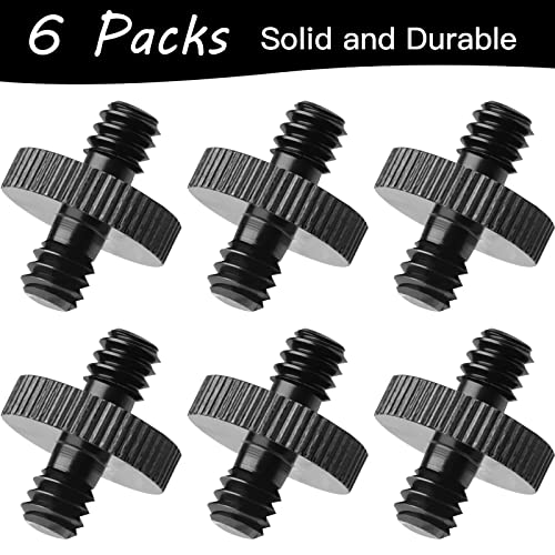 1/4" Male to 1/4" Male Threaded Tripod Screw Adapter Double Head Stud Standard Mounting Thread Converter for Camera Cage Mount Light Stand Monopo Shoulder Rig Tripod Black-6 Packs - color: 6 Packs