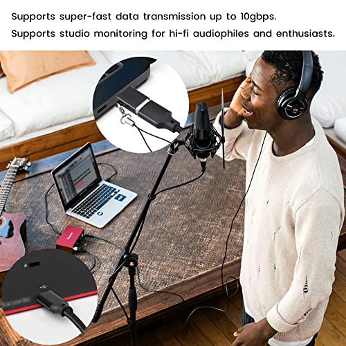 weishan USB C Cable Replacement for Focusrite Scarlett Solo(3rd Gen), Scarlett 2i2(3rd Gen) Audio Interface, with USB C Male to USB Female Adapter, Nylon Braided, 6.6 ft - style: Braided