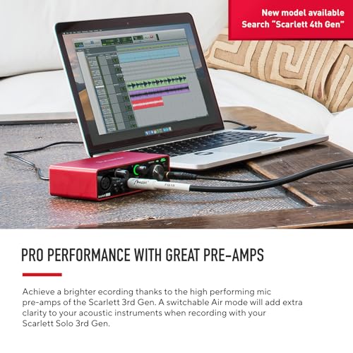 Focusrite Scarlett Solo 3rd Gen USB Audio Interface for Guitarists, Vocalists, Podcasters or Producers to record and playback studio quality sound - style: Scarlett Solo