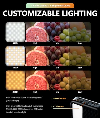 85LEDs Dual-Sided Portable Selfie Light for Dual Camera Recording, Pocket Video Light with Phone Clip & Cold Shoe Mount, 2000mAh Rechargeable for iPhone, Laptop, Vlogging, Zoom & Live Streaming