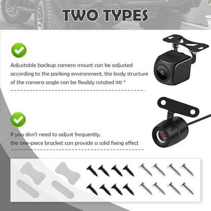 4 Sets Car Backup Camera Mount Kit with Screws,90° Adjustable Rear Camera Mount for 13mm Screw Mounting Holes,2 Types Rear Dash Cam Mounts Fit for Reverse Cameras/Rearview Cameras