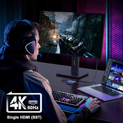 KOZYC USB C to Dual HDMI Adapter 4K@60hz, Type C to HDMI Splitter Extended Display for MacBook/MacBook Pro Air Dell XPS13/15, Samsung Galaxy S9/S9+ [MST Mode (Extended displays) Only for Win OS]