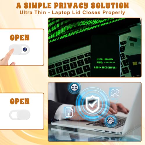 50 Pcs White Webcam Cover Slide, 0.023 Inch Ultra-Thin Universal Camera Privacy Cover White Camera Covers Slide for Phone Laptop Computer