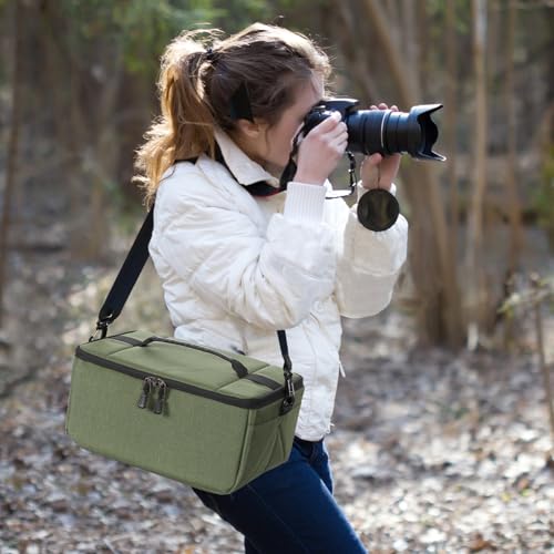 Koolertron Dslr Camera Insert Bag Purse Universal Liner Lens Pouch Partition Protective Cover Waterproof Sleeve for Cannon/Nikon/Sony (Green) - color: Green