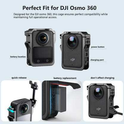 Metal Protective Case for DJI Osmo 360, Camera Cage Accessories, with Cold Shoe Adapter & 1/4" Threads Quick Release Safety Lock Protective Frame - size: For DJI Osmo 360
