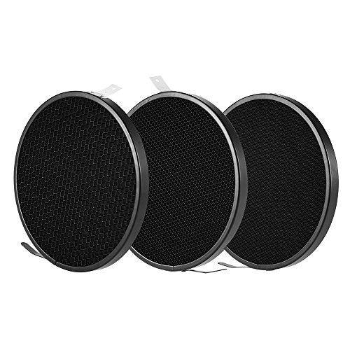 7" Standard Reflector Diffuser Lamp Shade Dish with 20° /40°/ 60° Honeycomb Grid White Soft Cloth for Bowens Mount Studio Strobe Flash Light Speedlite