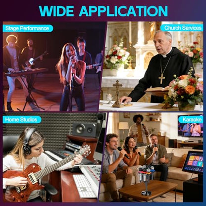Multi Microphone Holder with Desktop Mic Stand, Square Tray with Cable Slots Holds Up to 7 Mics, Wired and Wireless Mic Holder for Stage Organizer and Display-7 Anti-roll Rings Included