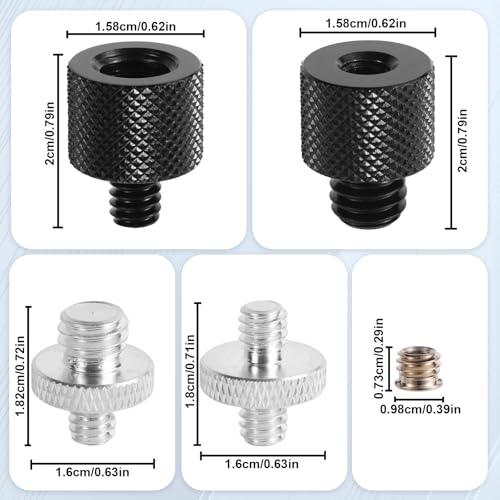 8pcs Tripod Screw Adapters, 1/4" to 3/8" Threaded Mount Converter Screw Tripod Accessories for Camera Light Stand Mic Stand and More