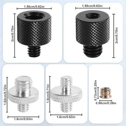 8pcs Tripod Screw Adapters, 1/4" to 3/8" Threaded Mount Converter Screw Tripod Accessories for Camera Light Stand Mic Stand and More