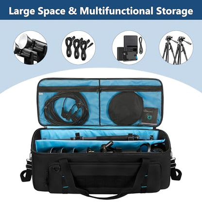 samdew 30'' Tripod Travel Bag, Photo Studio Equipment Case, Soft Bag Only | Large Photography Organizer with Secure Buckles & Lens Storage Pocket, for Light Stand, Monopod, Mic Stand, Camcorder & More