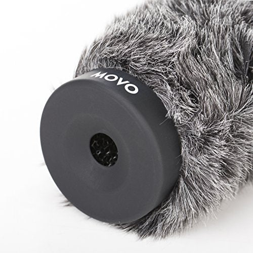 Movo WS-G140 Furry Rigid Windscreen for Microphones 18-23mm in Diameter and up to 6.3" (16cm) Long - Dark Gray - size: 6.3"