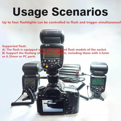 DY-T3C for Canon Camera Flash Hot Shoe Adapter Mount Top-Mounted Expansion Accessory: Multi-Flash synchronous Shooting with Cable Converter (DY-T3C 1PCS + PC Cable 1PCS) - style: DY-T3C 1PCS + PC cable 1PCS