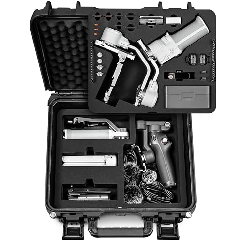 Lekufee Waterproof Hard Carrying Case for DJI RS 4 Mini, Combo, Gimbal Stabilizer, DJI Mic 3/2/Mic Mini, and More Accessories(Case Only)
