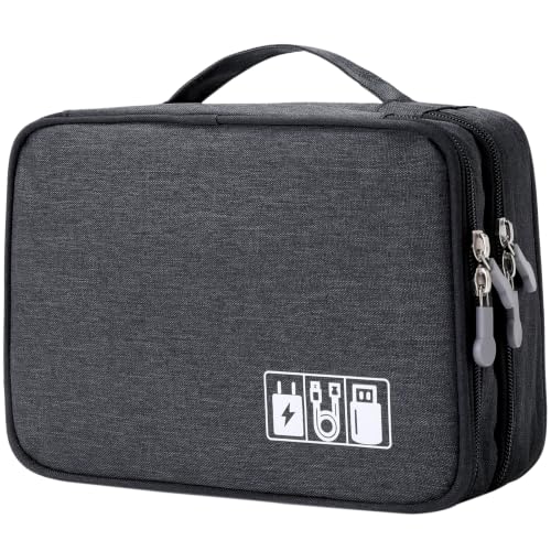 Lanola Travel Cable Organizer Bag, Electronic Accessories Case Portable Double Layer Cable Storage Bag for Cord,phone,Charger, Flash Drive, Phone, SD Card,Personal Items (3-Black-Customized, S) - color: 3-Black-Customized