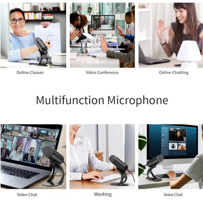 Tangxi USB Microphone with Quick Mute, Desktop Condenser Microphone for Gaming Recording Streaming, 360 Omnidirectional Sound Pickup with Stand